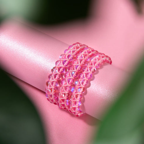 Nébuleuse rose | Argent | Bracelet Verre Double Galaxie